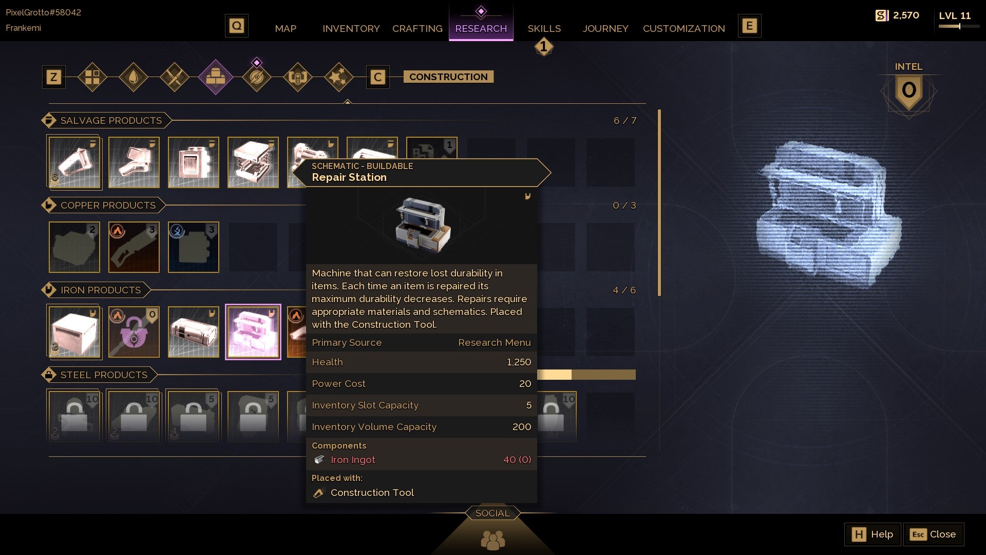 The Repair Station in Dune Awakening, as displayed in the tech tree menu. - 4