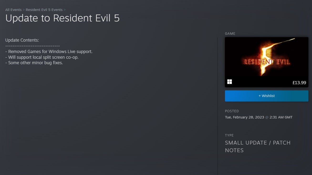 Re5 Notes Resident Evil 5 Steam update adds local split-screen coop | Eurogamer.net