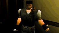 Chris Redfield holds a knife in a Resident Evil: Director's Cut cutscene