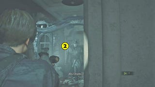 Resident Evil 2 - klucz trefl, boss Tyrant, Mr X, sala obserwacji, pudełko z klejnotem (Leon)