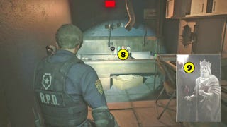 Resident Evil 2 - nóż, rzeźba lwa, pokój z depozytami, ciemnia (Leon)