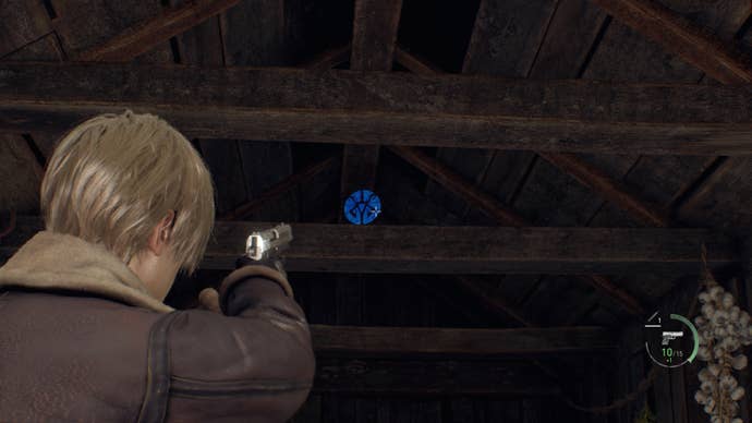 A blue medallion in a pig shed in Resident Evil 4.
