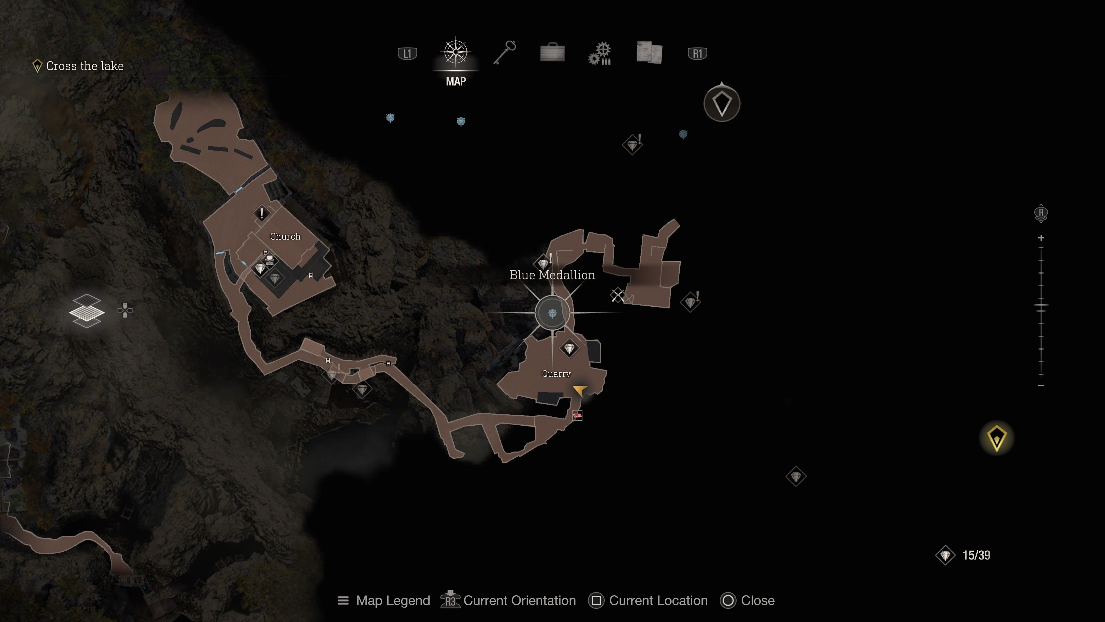 A map screenshot of the sixth blue medallion in Resident Evil 4