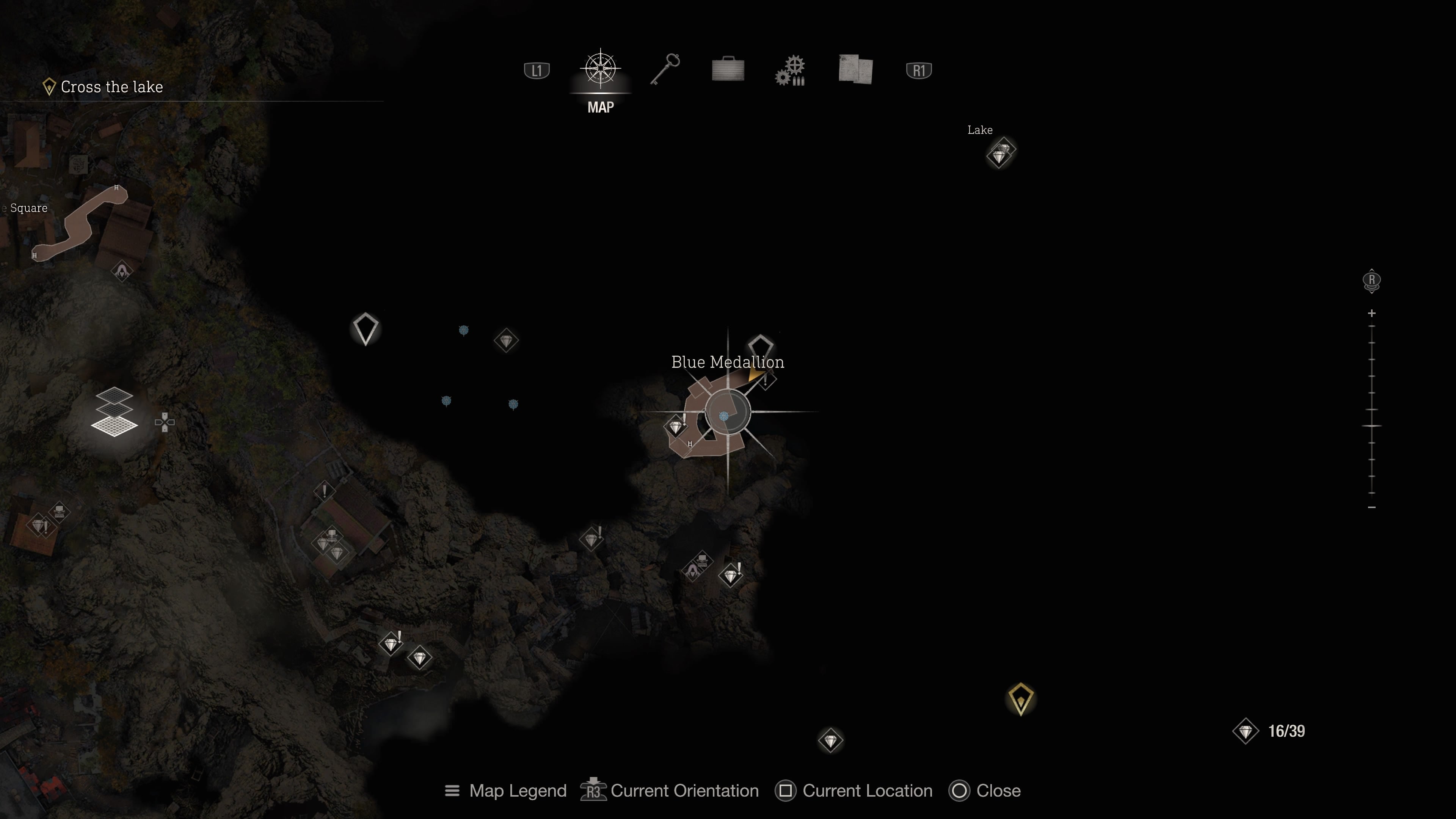 A map screenshot of the seventh blue medallion in Resident Evil 4