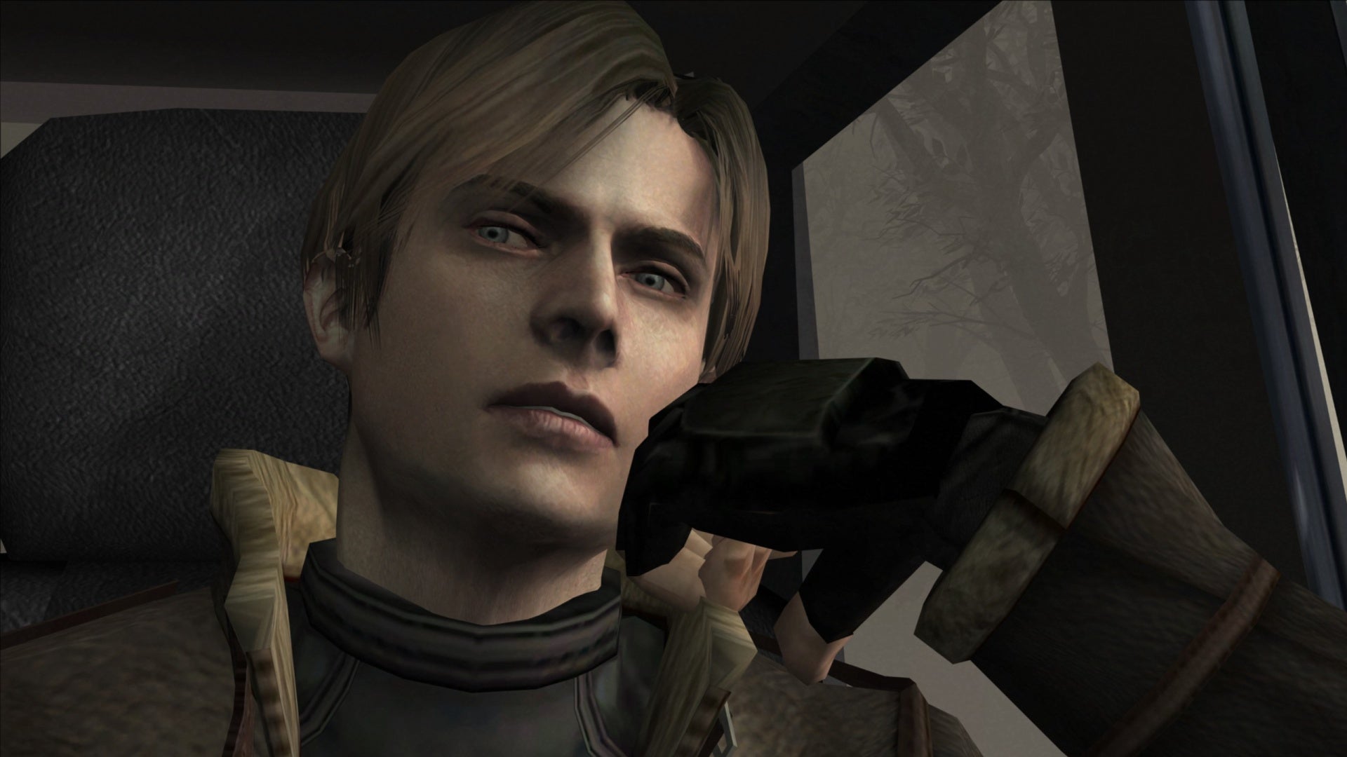 A screenshot of Resident Evil 4&rsquo;s Leon looking unimpressed.