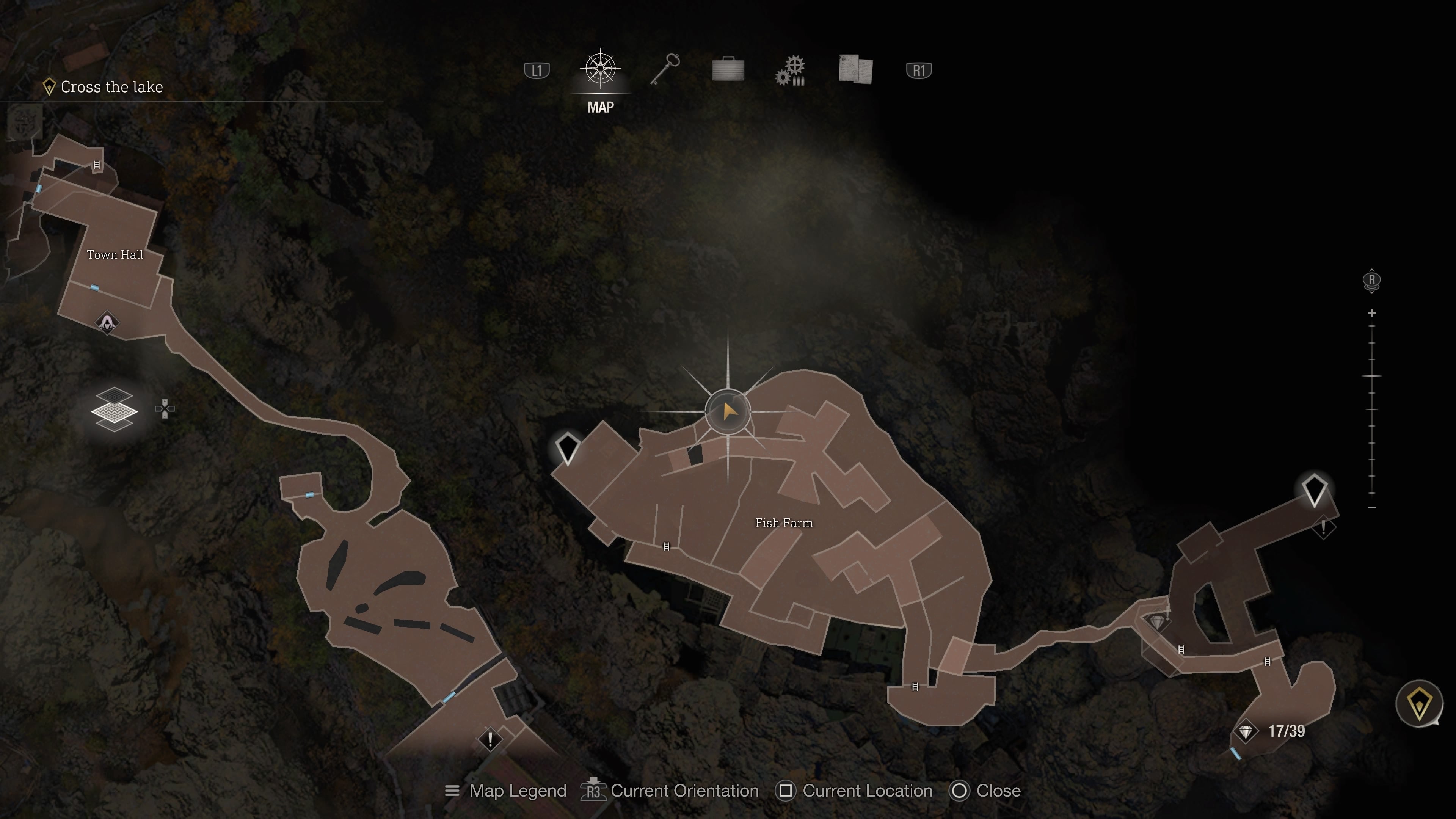 A map screenshot showing the location of Hexagon Piece B in Resident Evil 4