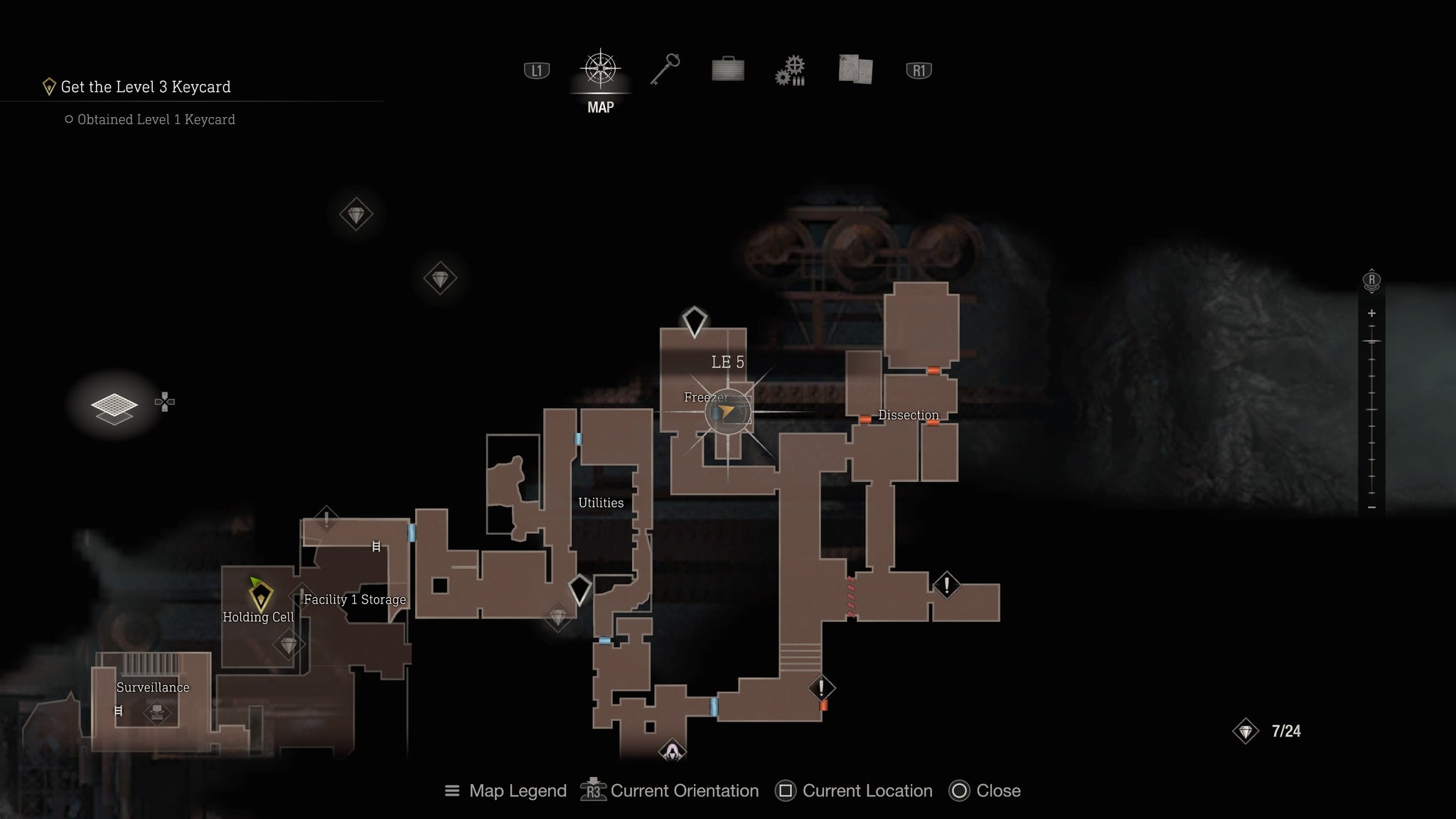 A map screen showing the location of the LE 5 SMG in Resident Evil 4 - 12