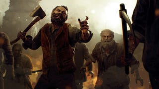 Resident Evil 4 Remake screenshot showing the game's frenzied villagers wielding axes and advances towards the camera