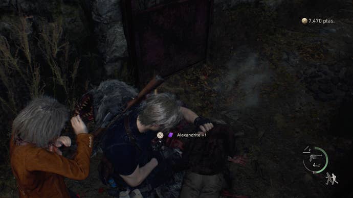 Leon and Ashley taking on the Savage Mutt in Resident Evil 4