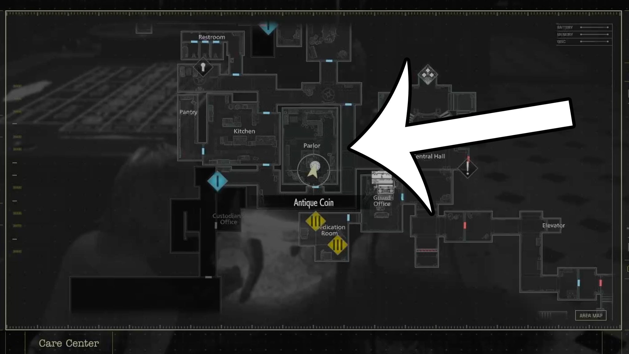 Parlor Map All Hip Pouch map locations in Resident Evil Requiem | Rock Paper Shotgun