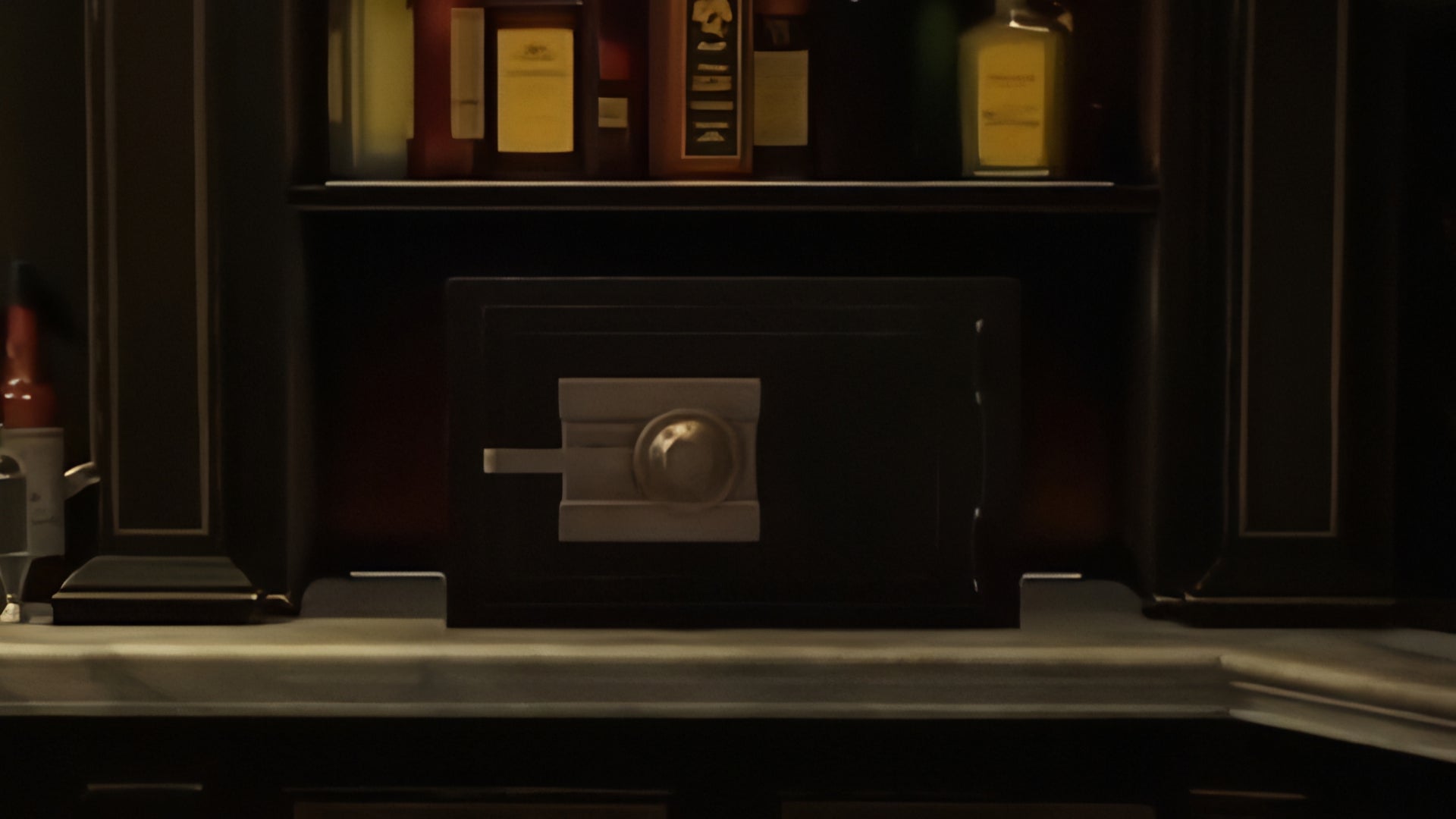 A screenshot of the Bar and Lounge safe in Resident Evil Requiem.