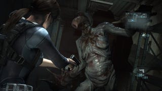 A zombie with a leech-like sucker for a face lunges at the player in Resident Evil: Revelations