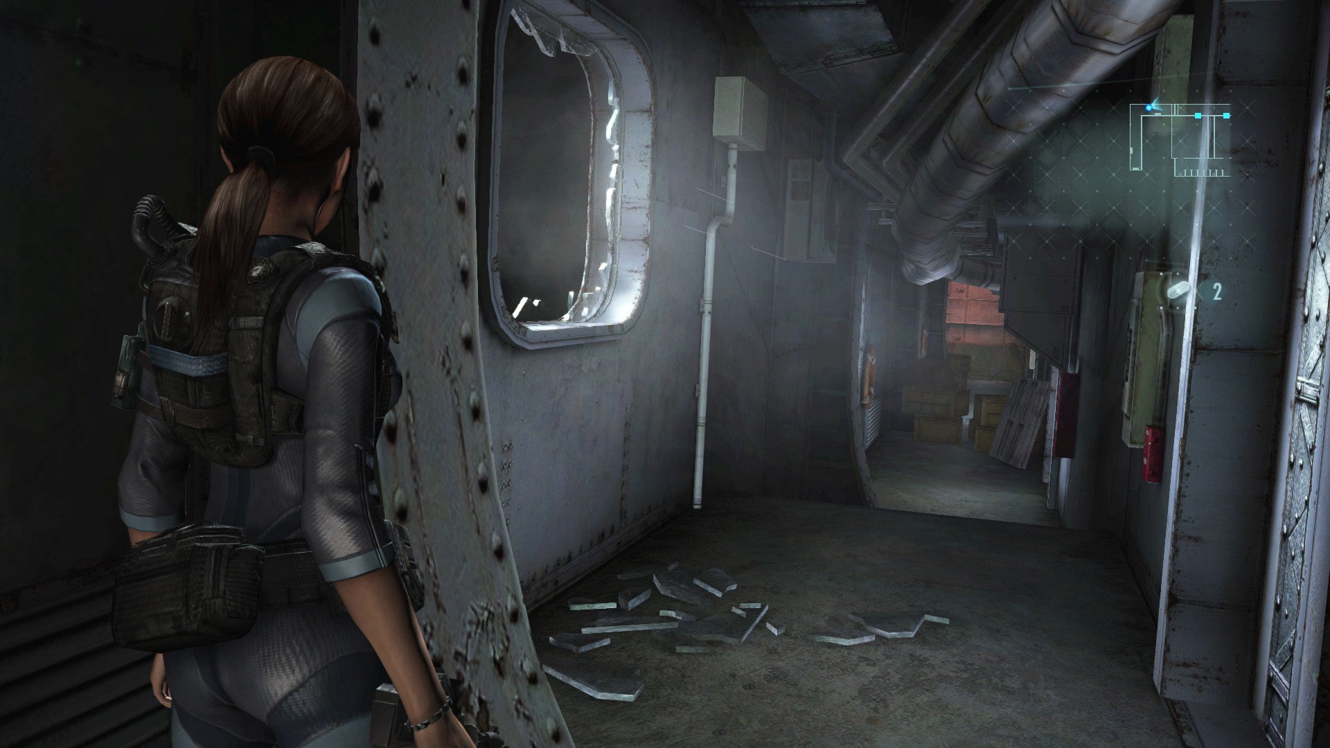 Jill Valentine onboard an abandoned cruise ship in Resident Evil Revelations.