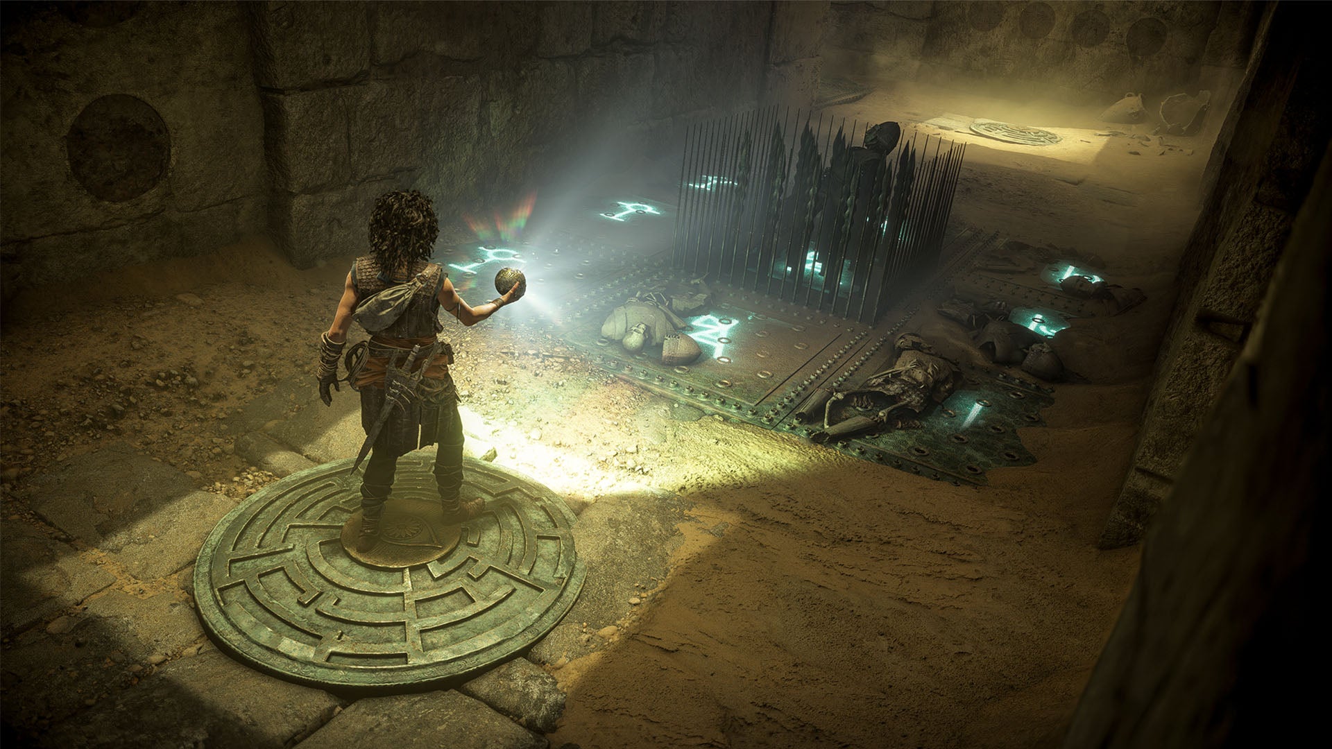 Sophia uses the sphere to solve a puzzle in Resonance: A Plague Tale Legacy