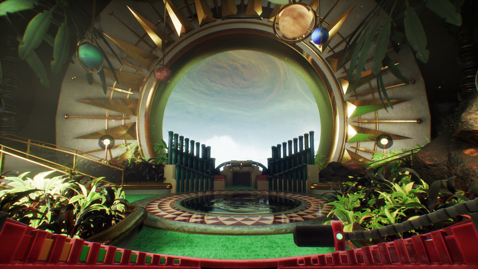 Exploring a retrofuturistic space installation in a Return to Grace screenshot. - 6