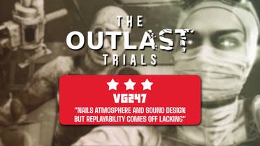 Review header for The Outlast Trials that reads: 3 stars, Nails atmosphere and sound design, but replayability comes off lacking.