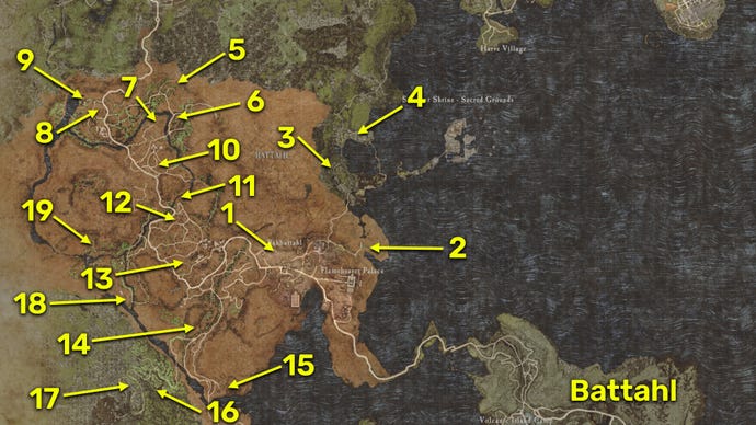 Map locations of all Riftstones in Battahl.