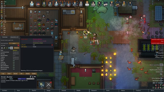 A bloody battle in a RimWorld screenshot.