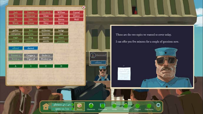 A policeman gives a press conference in Rise of the Golden Idol