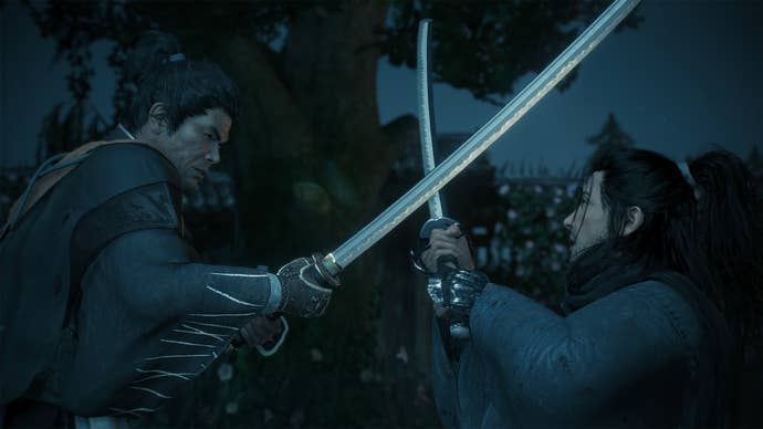 Two samurai clash blades in PS5 exclusive Rise of the Ronin.