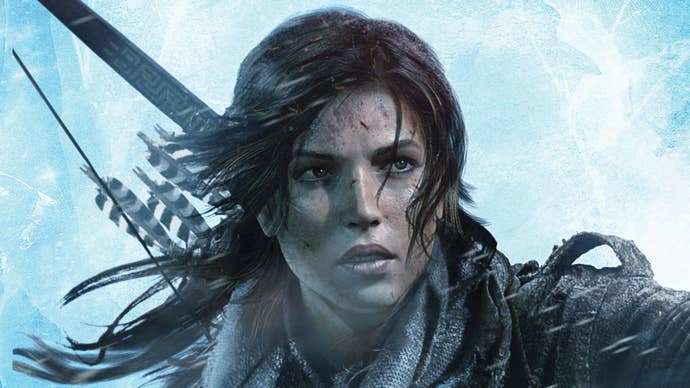 Artwork for Rise of the Tomb Raider (2013), showing Lara Croft with a snowy backdrop.