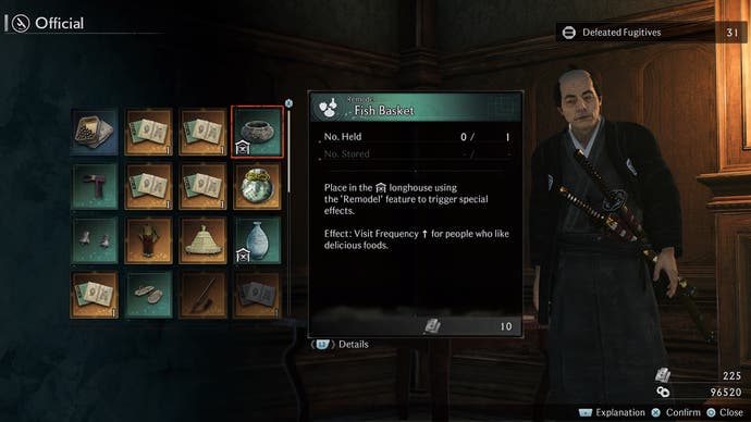 The Official is an NPC who sells you items depending on how many fugives you captured