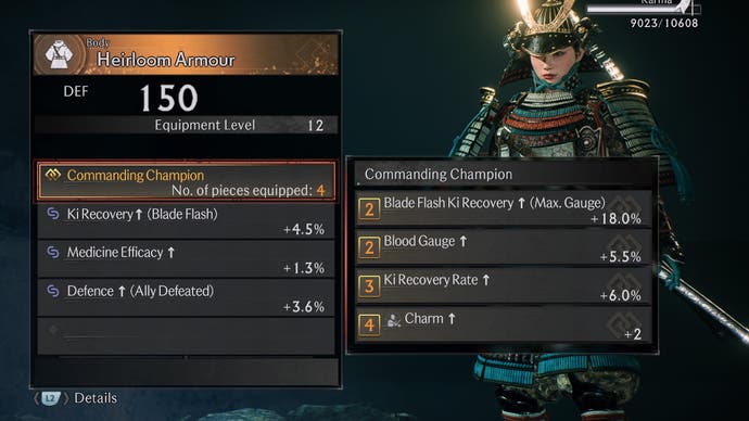 The Commanding Champion set is one of the best in the early game of Rise of the Ronin