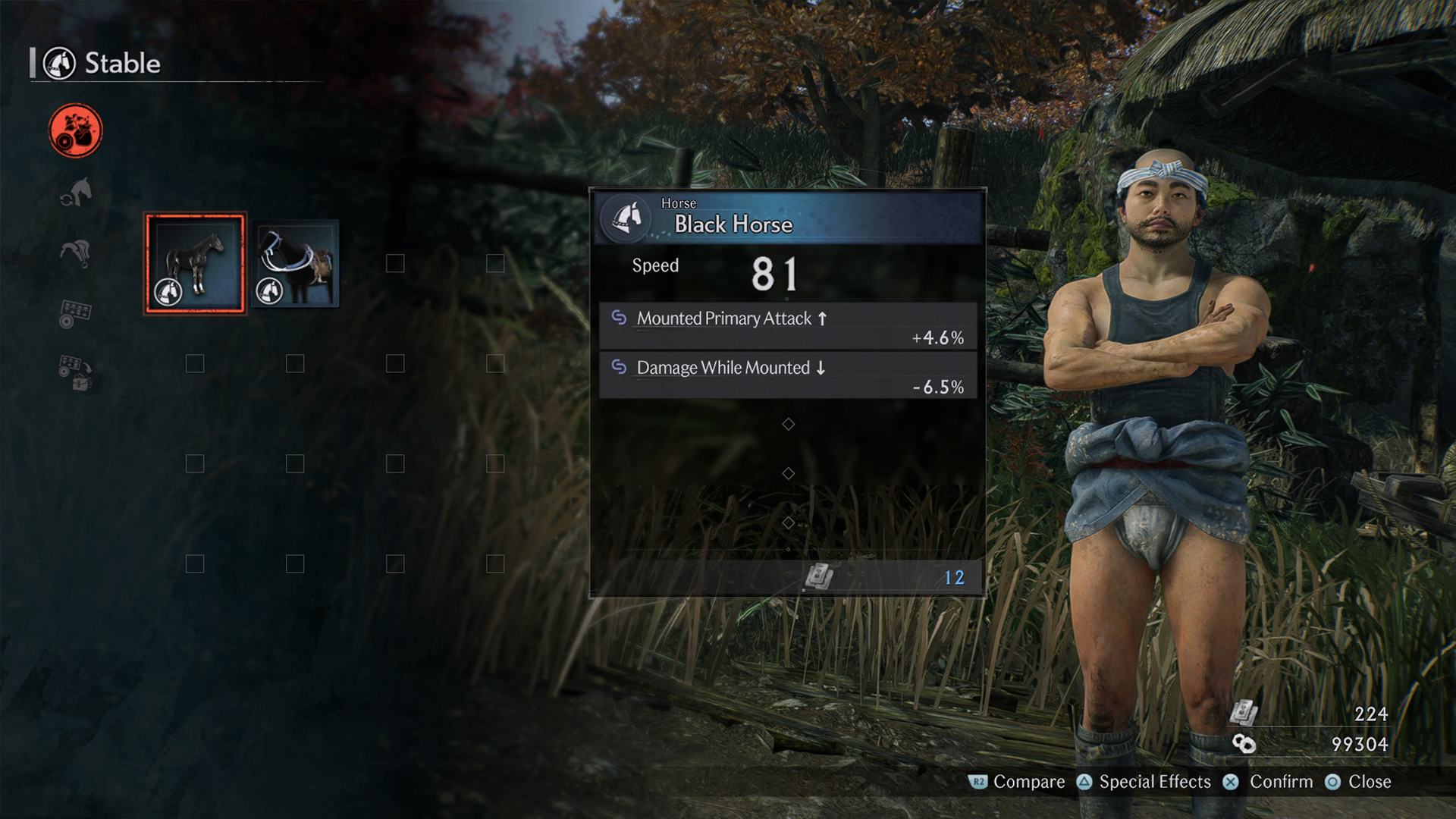 Talk to the Stable NPC to buy a horse in Rise of the Ronin