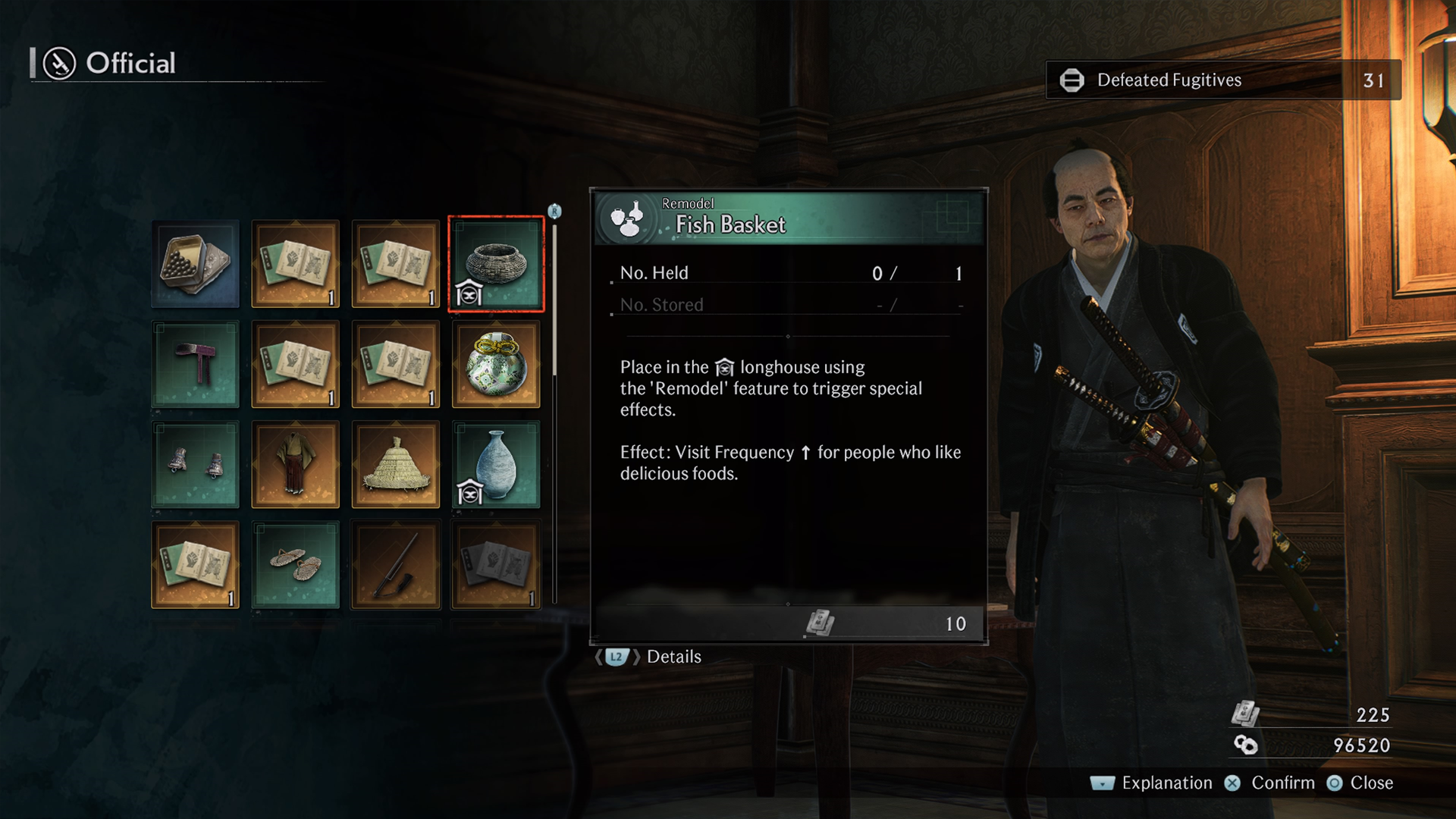 Buy furniture to put in your longhouses in Rise of the Ronin