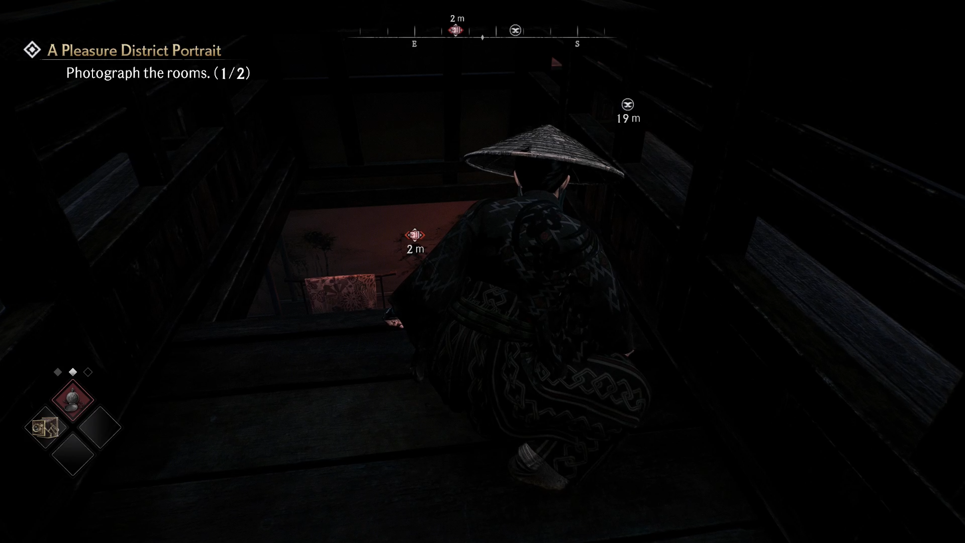 To take the second photo, you can use the opening above the room in Rise of the Ronin