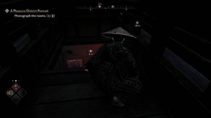 To take the second photo, you can use the opening above the room in Rise of the Ronin