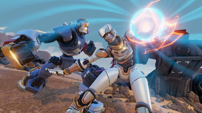 Robot violence in a Rising Thunder screenshot.