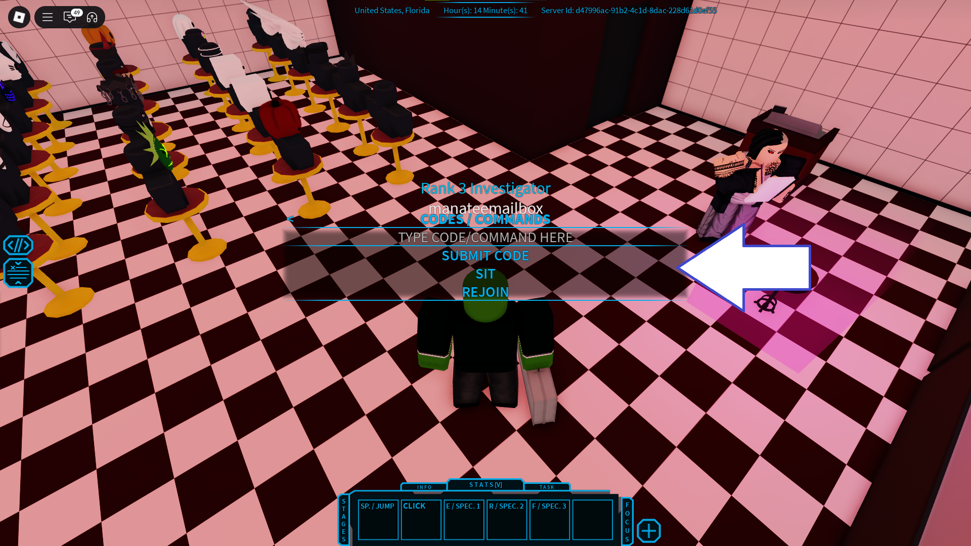 A screenshot of Ro Ghoul in Roblox showing the game's codes field.