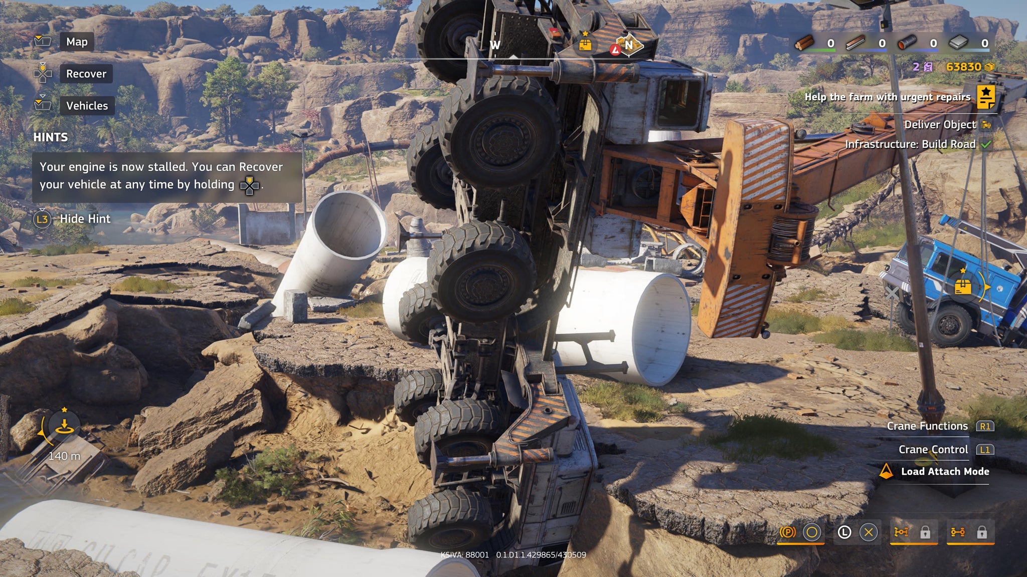 A crane in RoadCraft doing a thing it shouldn't do, but is because its operator's a hooligan. - 3