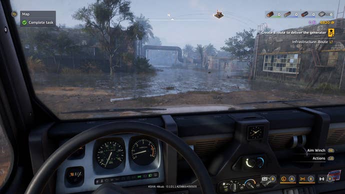 The subordinate drives a car successful first-person position done a rainy environment.