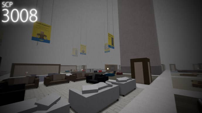An IKEA check-out area reimagined in Roblox. Grainy low lighting makes it clear this IKEA’s gone quite, quite wrong.
