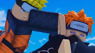 Two Roblox characters inspired by iconic anime designs fight and throw punches in the popular Roblox game Anime Fighting Simulator X.