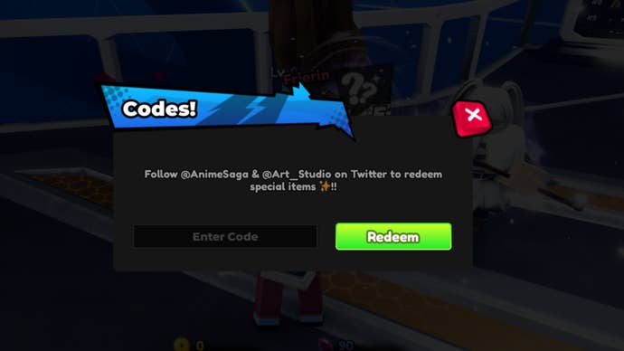 roblox anime saga code redemption menu