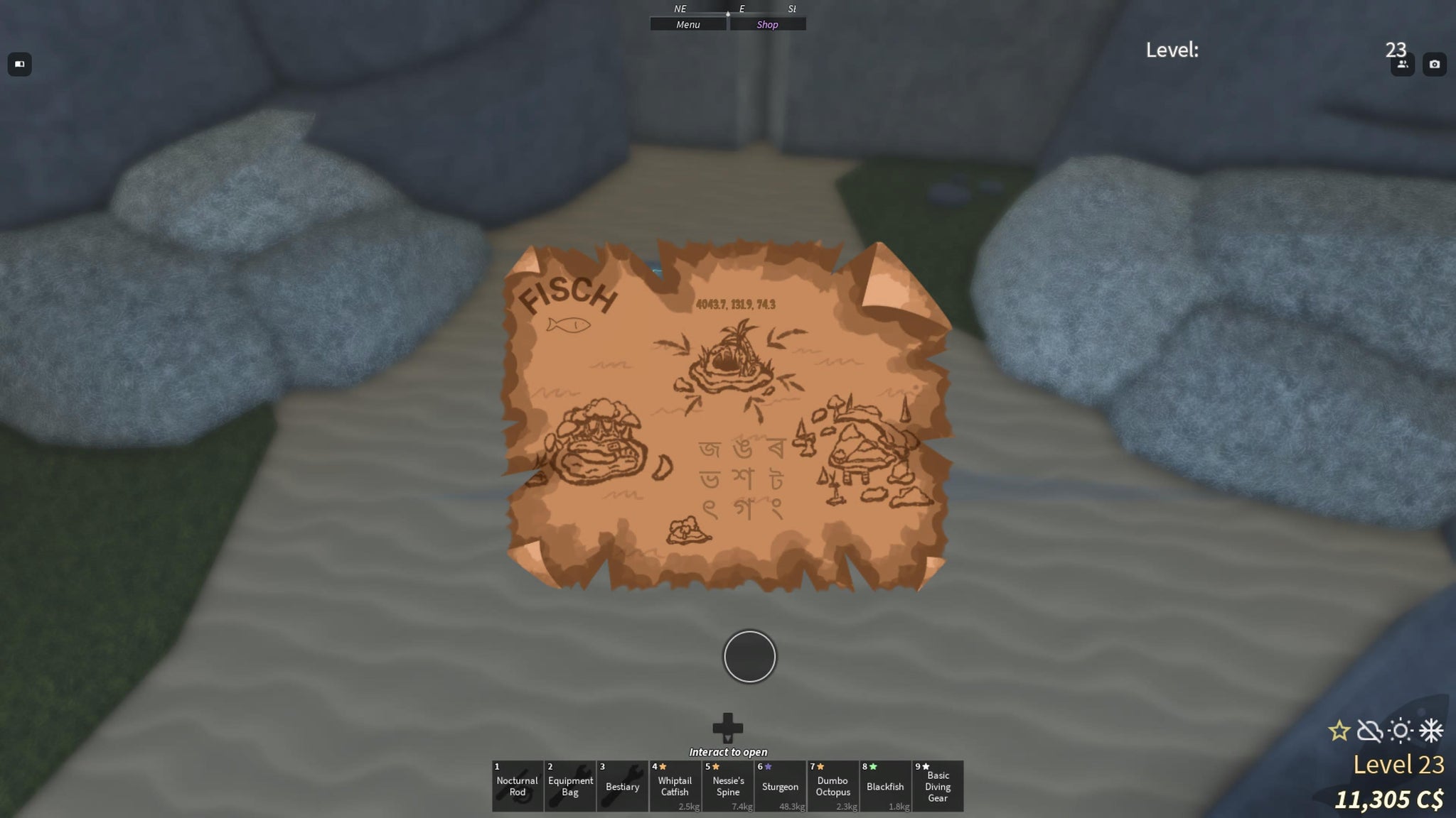 A handwritten note covered in symbols in Fisch. - 4