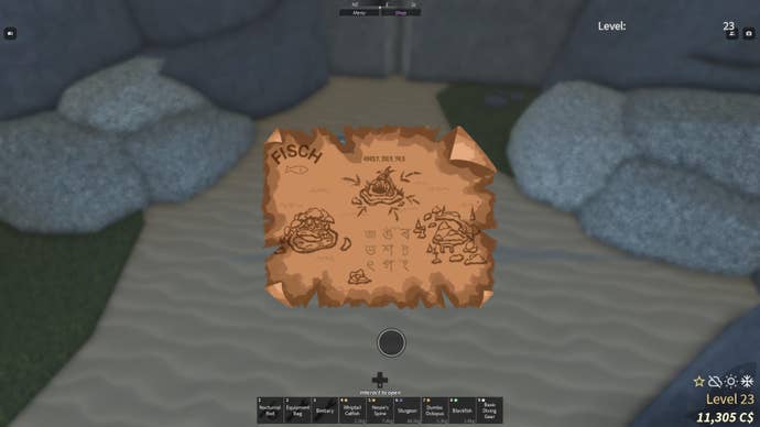 A handwritten note covered in symbols in Fisch.