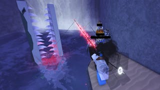 An angler catching a giant fish with the help of a Truffle Worm in Fisch.