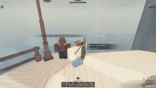 A fisherman talking to Wilson in Fisch.