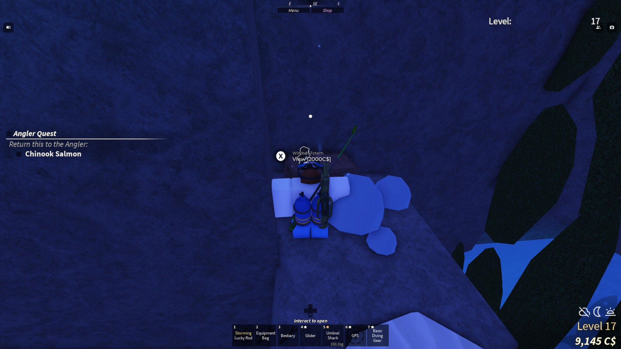 A Roblox character standing by the Windset Totem in Fisch. - 13