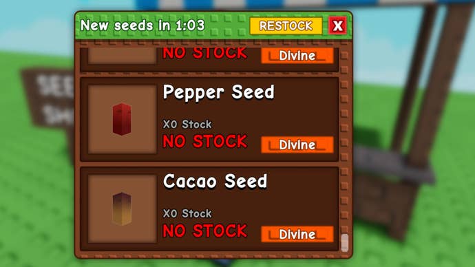Roblox cultivate an inventory of the cocoa seed seed boutique from the garden