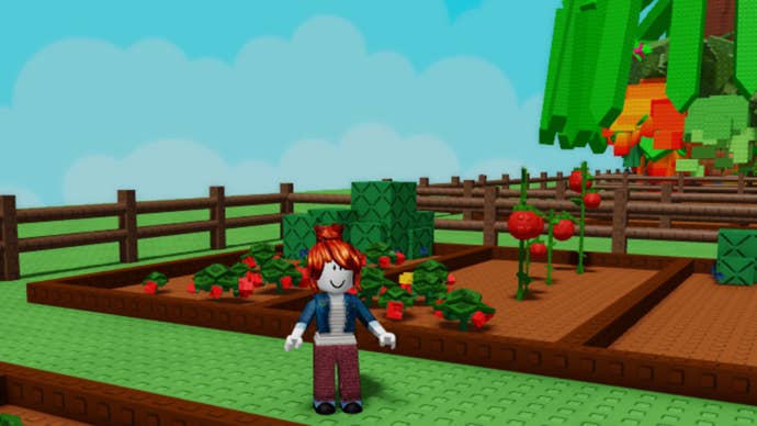 roblox grow a garden character by tomato blueberry strawberry plants