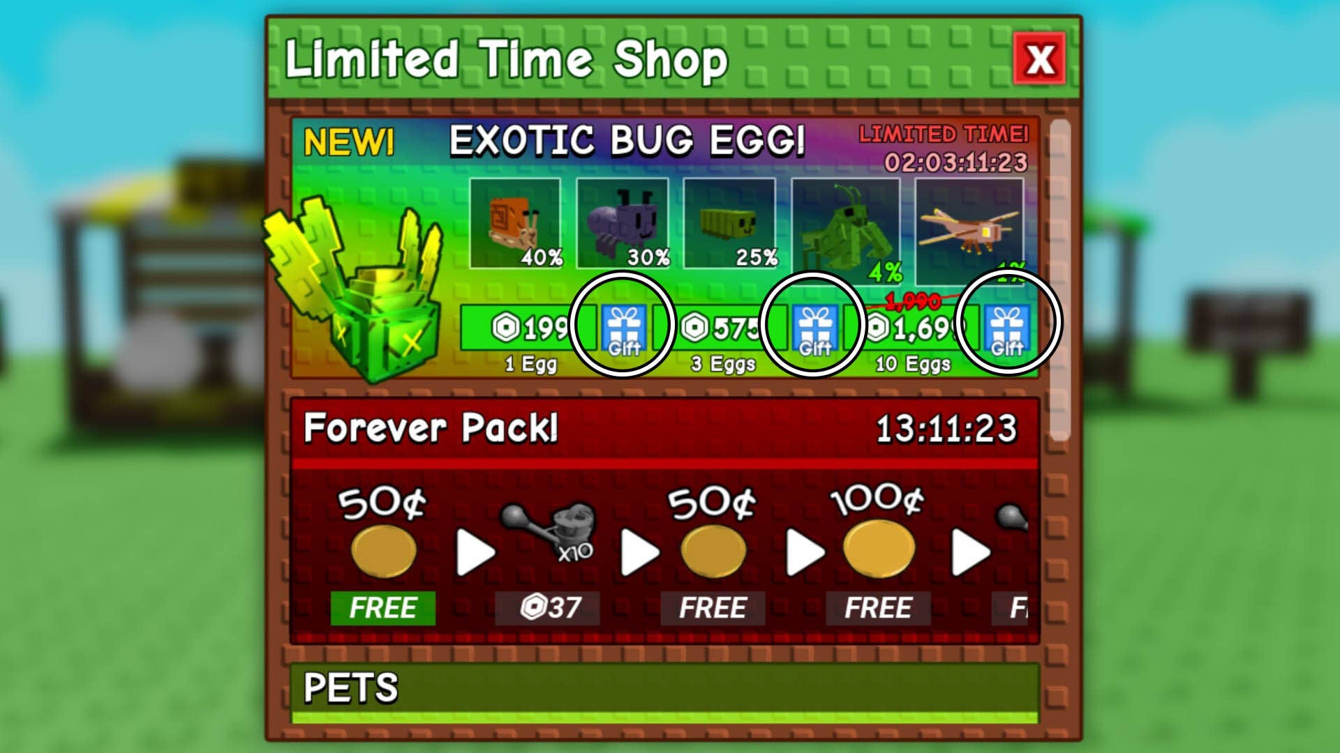 roblox grow a garden limited time shop menu gift icons