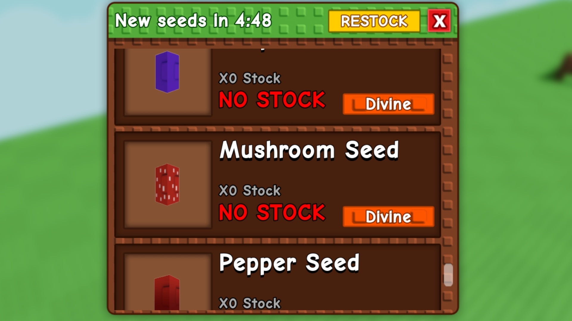 roblox grow a garden mushroom seed in seed shop menu