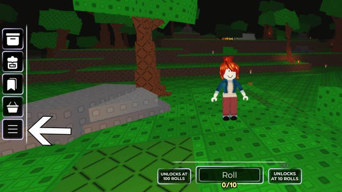 Roblox huzz rng settings icon on left side of screen