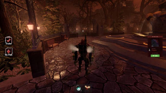 A character in Roblox walking towards the Cemetery in The Haunt.