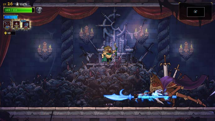 A throne room fight in a Rogue Legacy 2 screenshot.